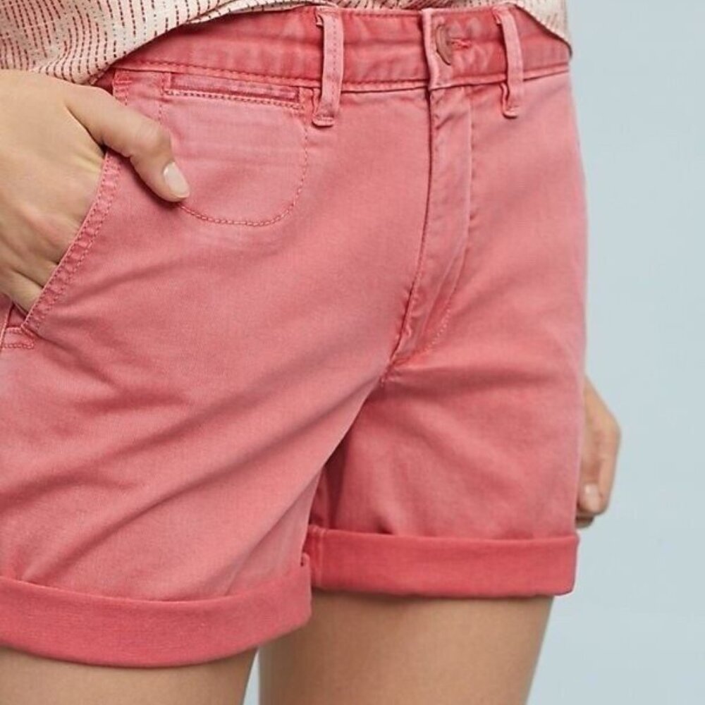 Anthropologie Coral Pink Rolled-Cuff Women's Shorts